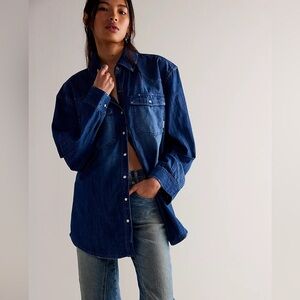 We The Free Short Of It Denim Long-Sleeve size S